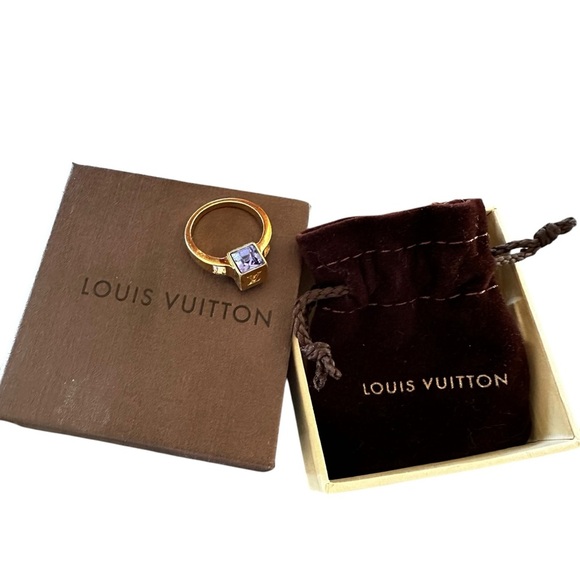 Authentic Louis Vuitton Purple & Gold Gamble Ring Size L 7.5 - Picture 2 of 14